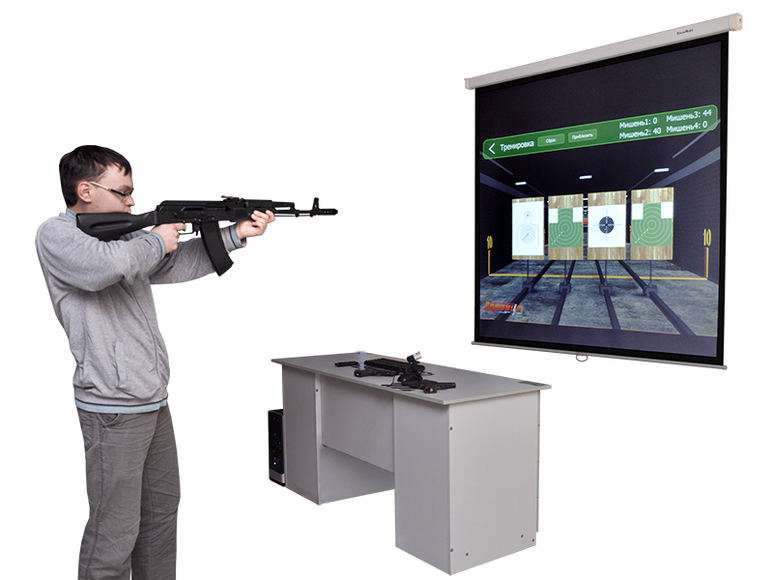 Интерактивный беспроводной лазерный стрелковый тренажер "Штурмовик-2" (мультимедийная система, массо